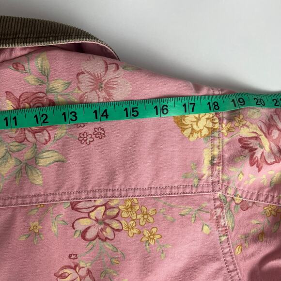 Vintage L.L. Bean Barn Chore Coat Floral Pink Jacket Medium Quilted Thinsulate - Picture 8 of 16